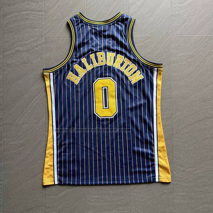 Maglia Indiana Pacers Tyrese Haliburton No 0 Mitchell & Ness 2020-21 Blu